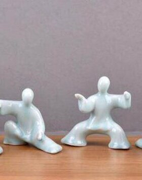 新中式太极人物禅意陶瓷摆件玄关书柜工艺品办公室创意雕塑装饰品