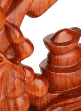 福字葫芦元宝客厅装饰品摆件 红木雕刻工艺品 实木质创意定制刻字