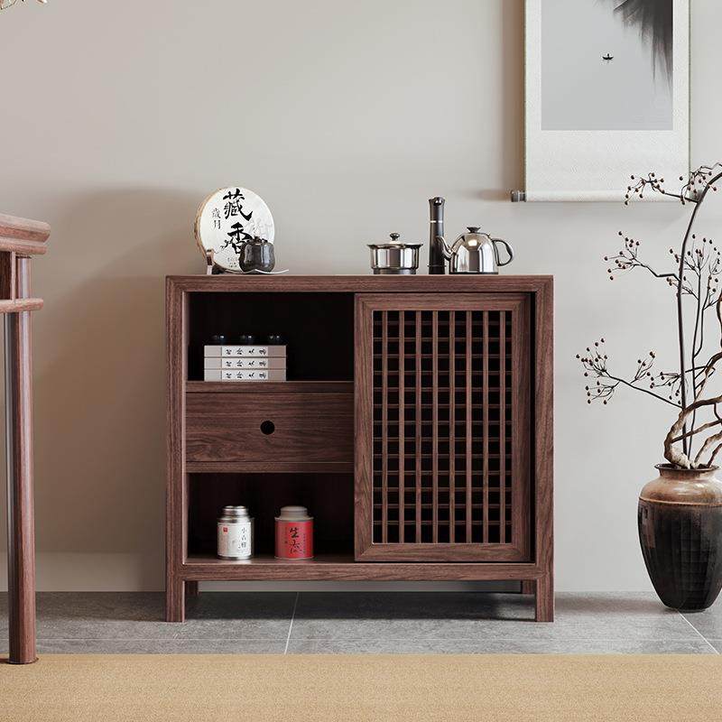 茶水柜实木胡桃木色茶水台茶边柜侧柜边几茶室烧水壶一体柜,淘宝优惠券,粉丝福利购,淘宝优惠卷
