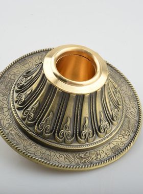 手摇转动轮底座纯铜八吉祥莲花底座摆件莲台手摇转桶筒莲花座金