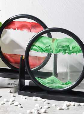 北欧简约流沙画 时尚3D沙漏玻璃流沙画客厅办公室电视柜桌面装饰