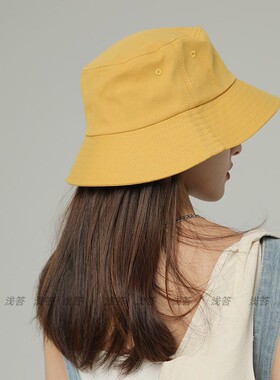 新款渔夫帽女帽子春夏季盆帽韩版纯色显脸小太阳帽日系防晒遮阳帽
