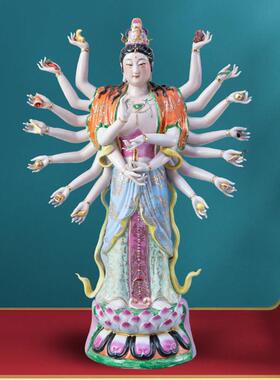 陶瓷坐莲南海观音菩萨佛像客厅家用会所供奉观世音菩萨观音像摆件