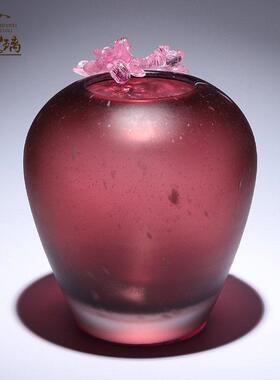 古法琉璃桃花花瓶水晶摆饰客厅插花轻奢高级感小众新房子乔迁礼物