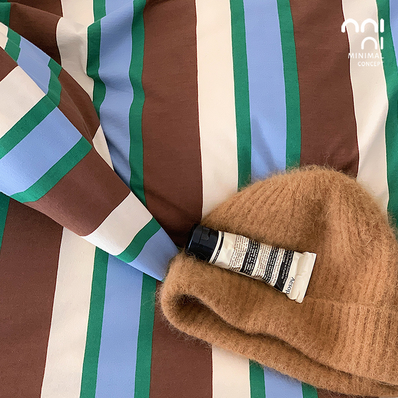 Minimal巴特农神q殿春夏新款撞色复古A类针织棉四件套床单床笠 - 图2