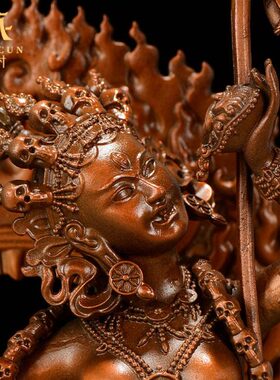 藏村那洛空行母铜像居家用品家用7寸古铜立体雕花空行母摆件