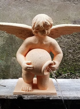 佳艺玻璃钢光身男孩抱流s水罐摆件欧式庭院花园水池加氧装饰品雕