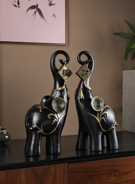 大气上档次轻奢高级o感玄关书柜柜子桌面招财福象家居大象摆设