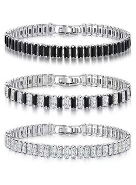 亚马逊爆款钛钢锆石手链男欧美跨境不锈钢男士网球手链女饰品