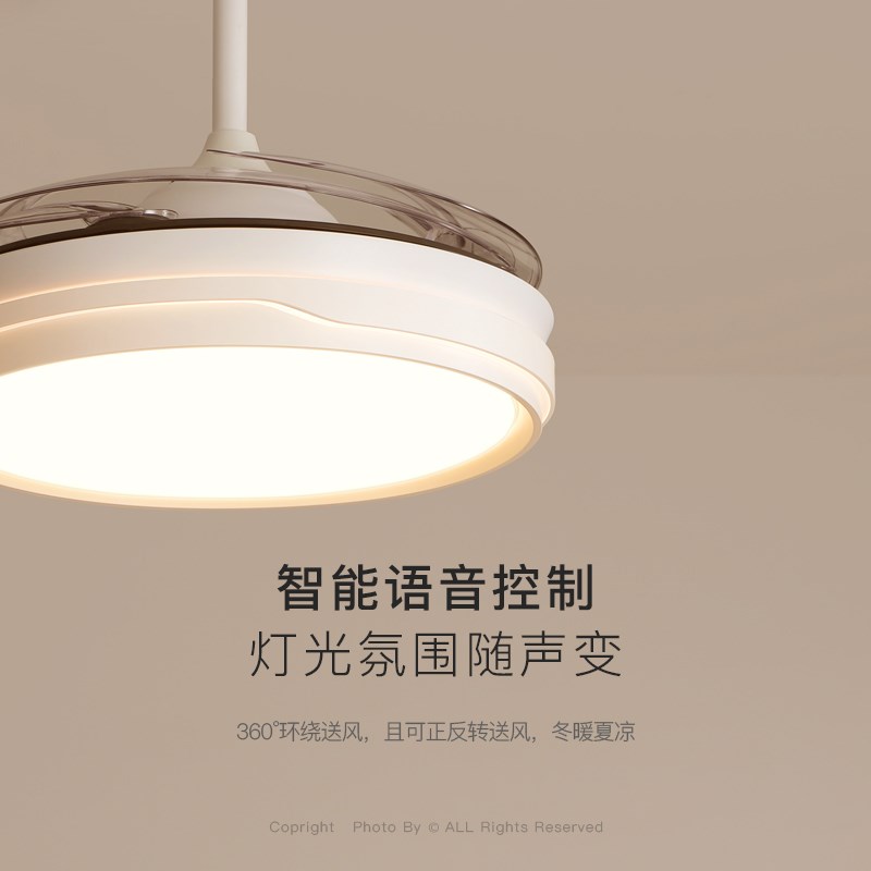 餐厅风扇灯创意吊扇吸顶灯led主卧室客厅灯电扇吊灯2024新款灯具 - 图2