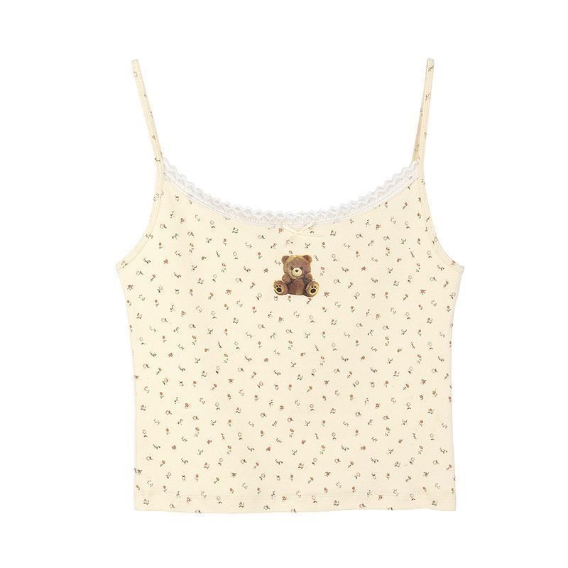 奶油小熊 带胸垫吊带背心女蕾丝拼接纯欲内搭外穿显瘦性感上衣女,淘宝优惠券,粉丝福利购,淘宝优惠卷