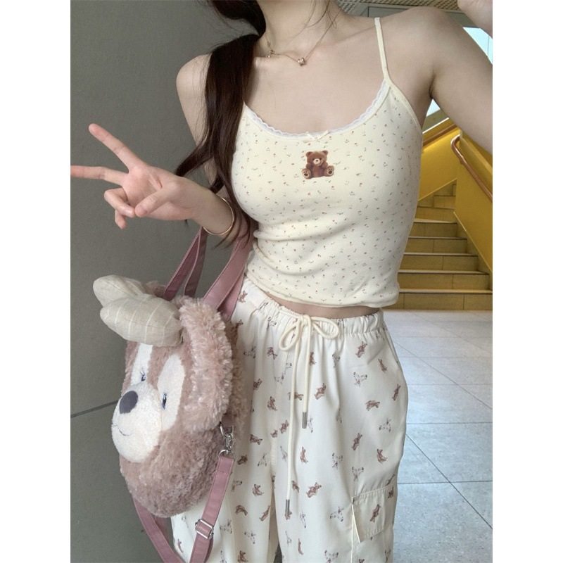 奶油小熊 带胸垫吊带背心女蕾丝拼接纯欲内搭外穿显瘦性感上衣女,淘宝优惠券,粉丝福利购,淘宝优惠卷