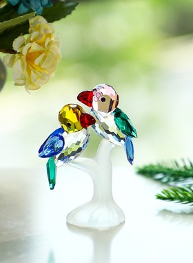 迷你创意爱情鸟摆件  水晶工艺品梳E妆台车内装饰品摆设情侣小礼