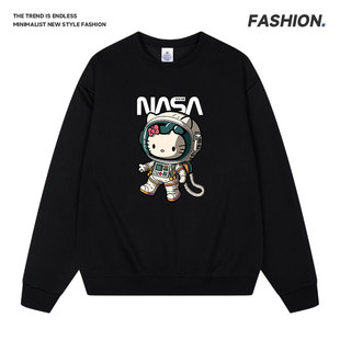 美式复古做旧印花连帽卫衣情侣同款宽松外套