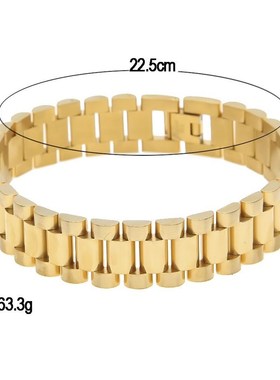 跨境热卖款欧美男士手链朋克嘻哈实心钢带不锈钢手表链配饰饰品