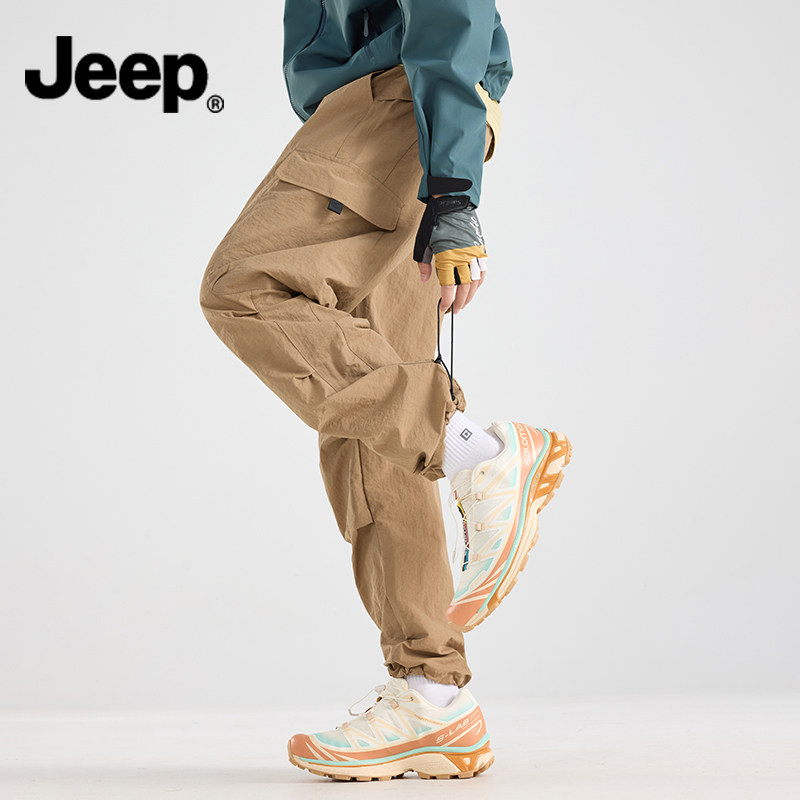 JEEP/吉普冲锋裤男女同款休闲裤情侣宽松户外爬山滑板运动工装裤