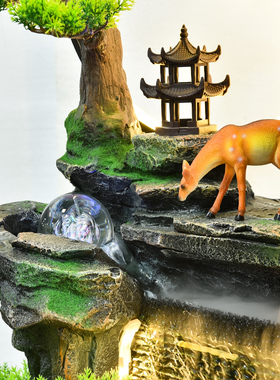 爆款假山流水招i财喷泉摆件客厅卧室循环水景观办公室鱼缸加湿器