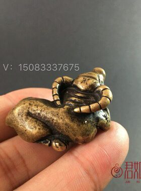 水小摆件铜肖铜吊坠实心茶宠挂件纯铜牛牛黄铜生手把件牛小牛 牛