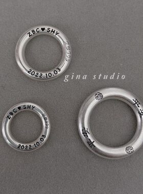 吊坠999定制刻字情侣一对女友生日礼物足银情人节男女款平安扣