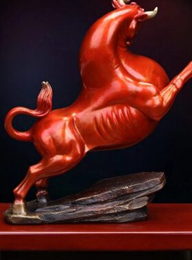 铜办公室书牛公司开业房乔迁礼品桌面冲工艺品天气装饰铜牛摆件