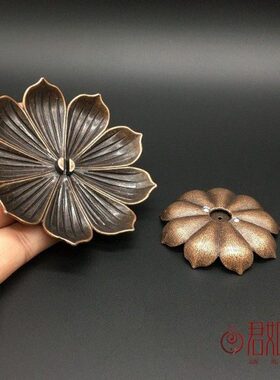 合金莲花香插摆件禅意荷叶香插一炷香线香多孔香插荷花可拆卸香座