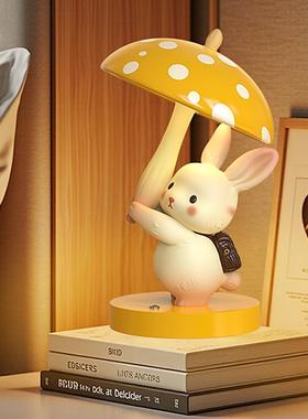 兔子床头灯台灯充电摆件卧室桌面儿童房间可爱装饰品乔迁礼物暖居