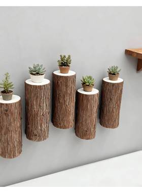 壁炉装饰木头摆件原木桩围栏木材栅栏树桩圆木墩底座拍摄道具diy