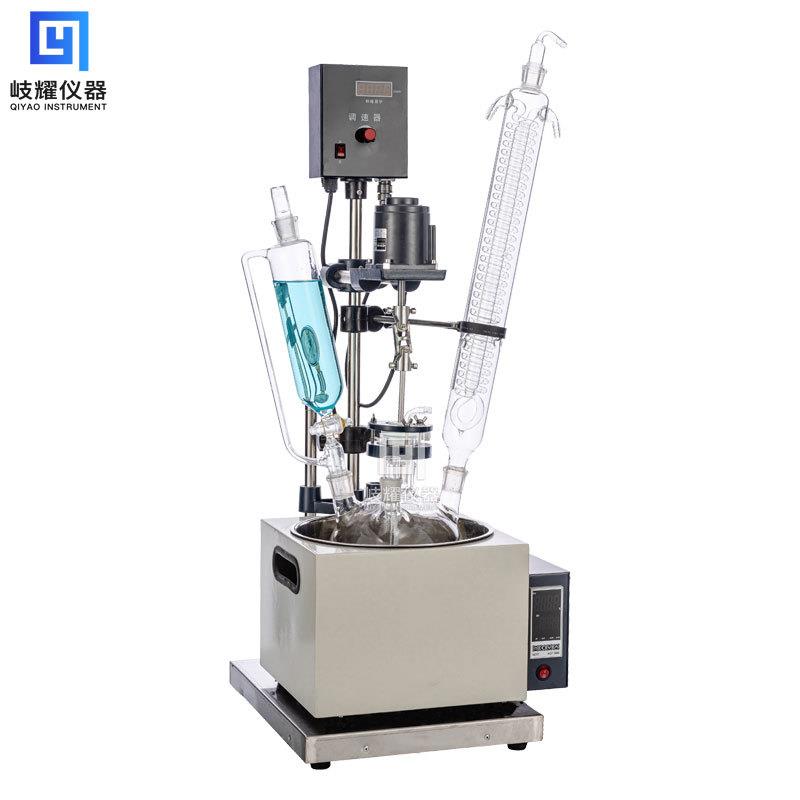 小型立式单层玻璃反应釜蒸馏结晶防爆耐高低温高硼硅反应器实验室 - 图2
