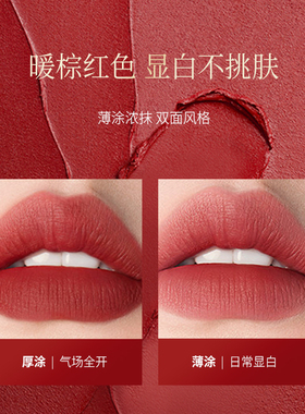 艾瑞万轻雾丝绒哑光口红暖棕红色