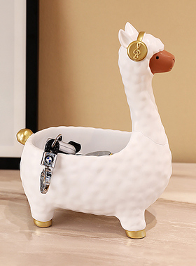 入户玄关钥匙收纳摆件客厅茶几鞋柜门口羊驼装饰品乔迁新居礼品