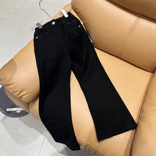 女童微喇加绒牛仔裤超软高弹一体绒喇叭裤休闲裤女大童秋冬款裤子 - 图3