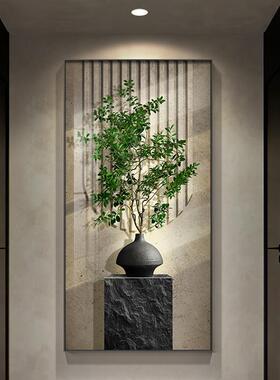 入户玄关装饰画高级感玄幻客厅走廊背景壁画新中式绿植过道挂画