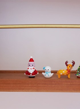 七隐 圣诞系列手工玻璃摆件 圣诞老人G 雪人 圣诞树玻璃车载摆件