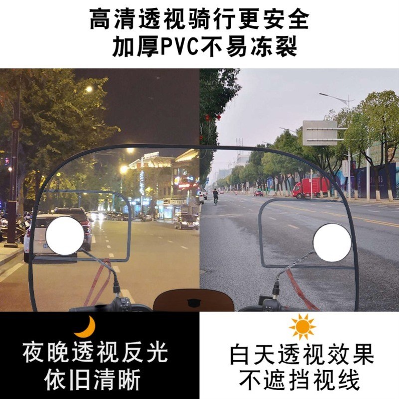 电动车挡雨板前挡风板可折叠四周支撑F膜踏板摩托透明加厚挡雨膜 - 图3