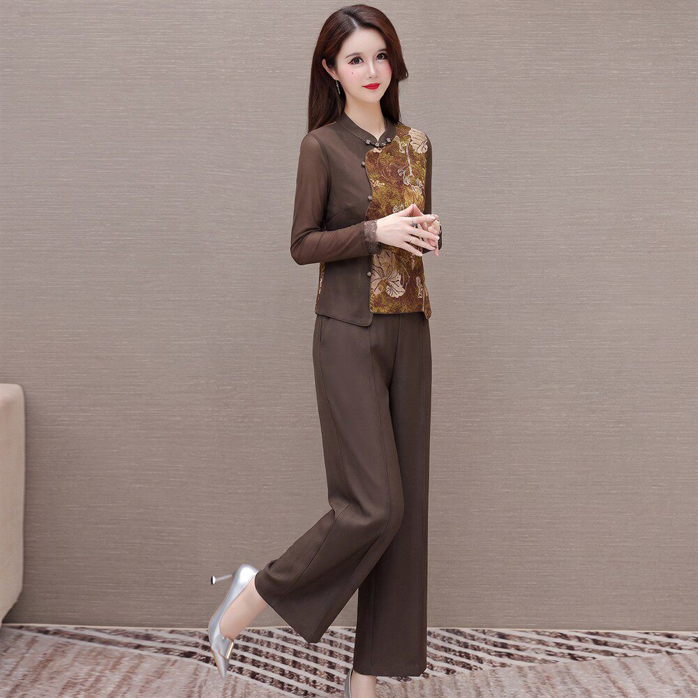 Temperament color stand-up collar vest fashion suit 2026 autumn new slim and western-style top wide-leg pants two-piece set