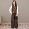 New Chinese style vest and pants two-piece set for women 2026 autumn new temperament middle-aged mother western style casual suit