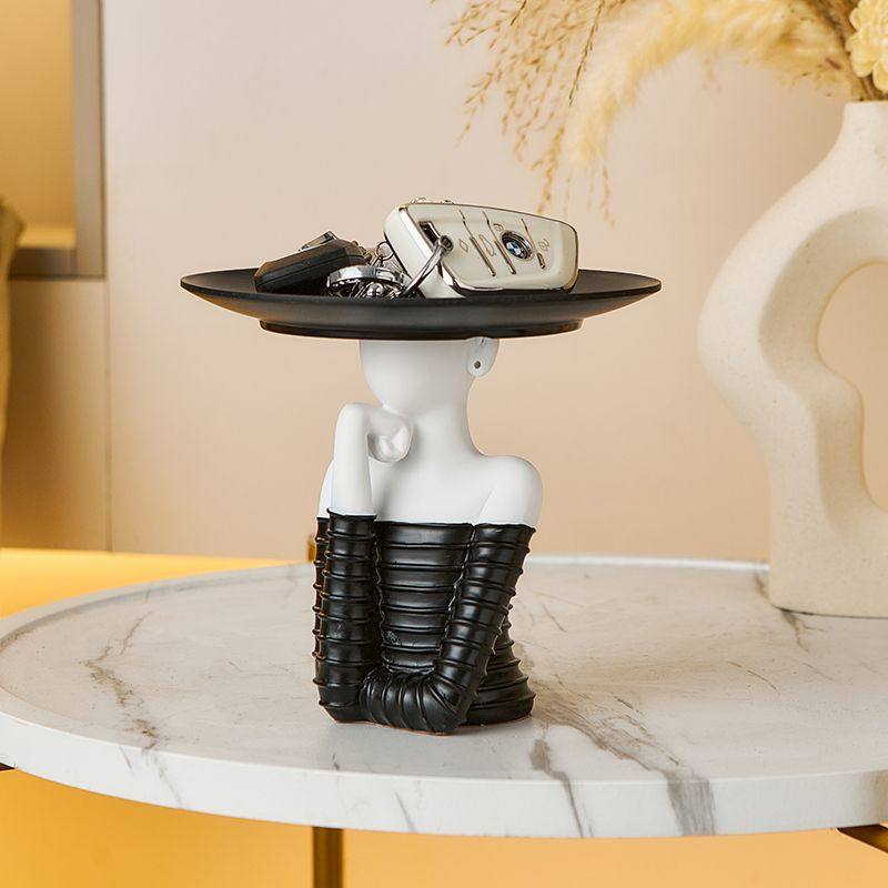 轻奢艺术抽象入户玄关摆件钥匙收纳高级托盘客厅电视柜家居装饰品,淘宝优惠券,粉丝福利购,淘宝优惠卷