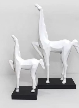 欧式家居动物摆饰摆件 电镀抽象母子马树脂装饰 树脂品摆件