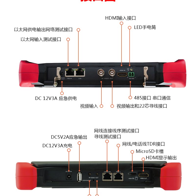 网路通工程宝V8影片监控测试仪网路摄像机测试HDMI输入POE48V输出 - 图3