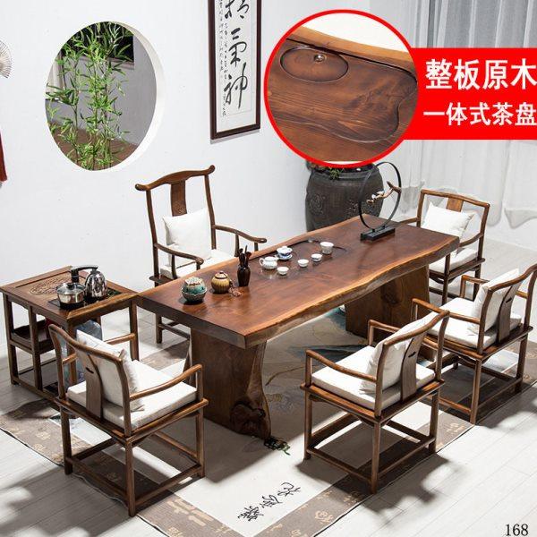 新中式实木公室泡茶桌家用客厅自然边会客桌椅组合接待洽谈茶台,淘宝优惠券,粉丝福利购,淘宝优惠卷