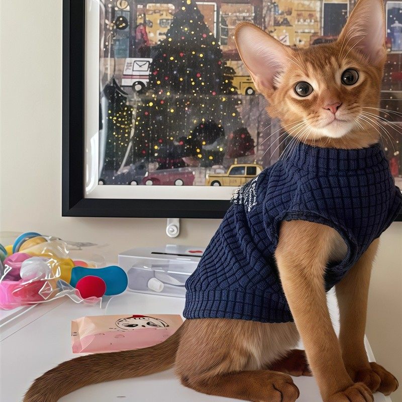 猫咪衣服秋冬加厚华夫格打底衫中小型犬保暖防掉毛秋衣家居服睡衣,淘宝优惠券,粉丝福利购,淘宝优惠卷