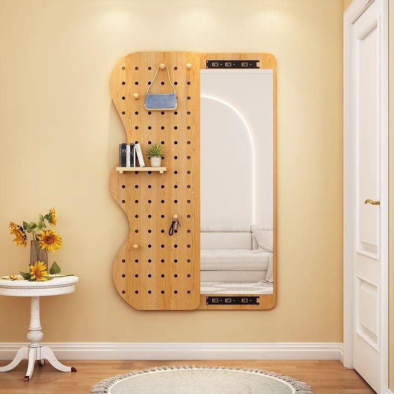 Invisible dressing mirror can be closed, full-length mirror, household hidden sliding mirror, hole board to block entrance fitting mirror