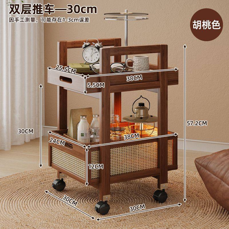 小推车置物架客厅卧室移动茶几沙发边柜编藤家用多功能边几收纳架,淘宝优惠券,粉丝福利购,淘宝优惠卷