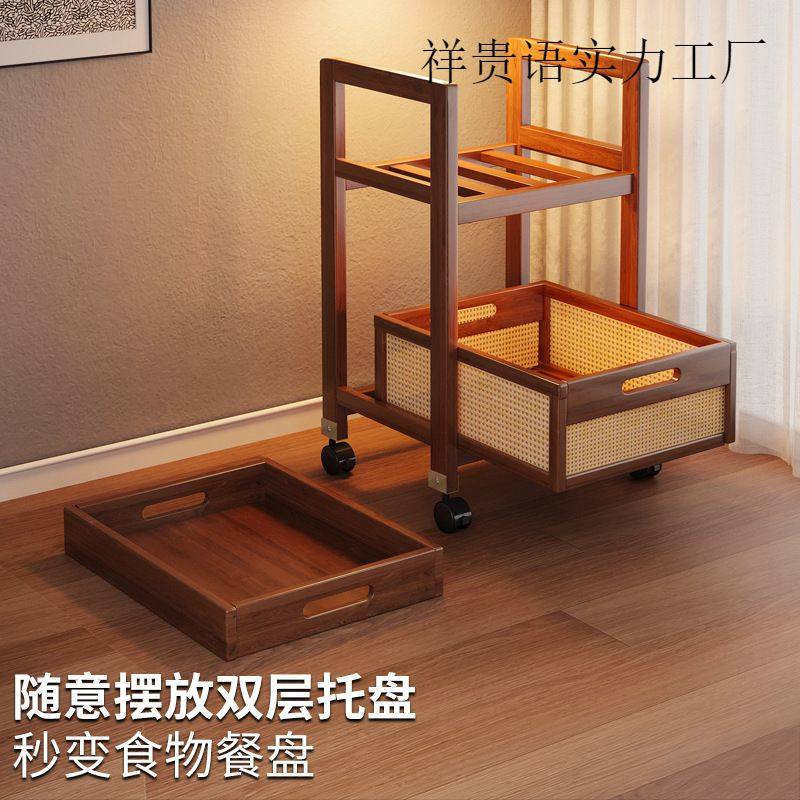 小推车置物架客厅卧室移动茶几沙发边柜编藤家用多功能边几收纳架,淘宝优惠券,粉丝福利购,淘宝优惠卷