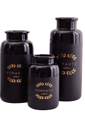 简约现代黑灰色陶瓷花瓶三件套家居装饰工艺品摆件工艺品软装