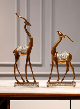 电视柜装饰招财客厅美式家庭斗柜装饰品鹿摆件玄关工艺品家居摆设