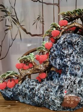 陶瓷工艺品  石湾公仔 荔枝 名利双收 电视柜玄关