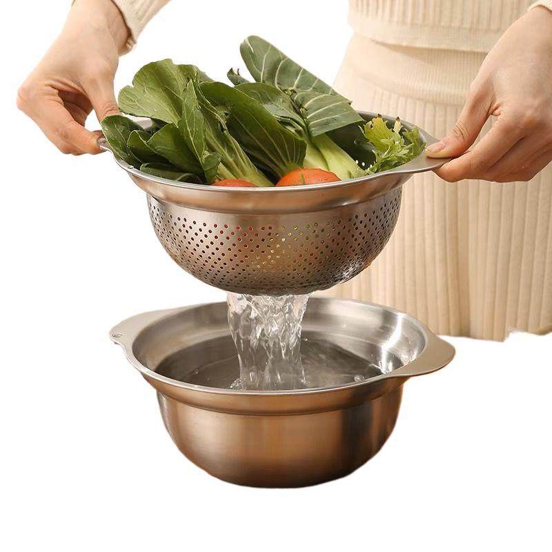 304不锈钢盆双层厨房家用双耳加厚沥水篮揉面盆烘焙盆和面打发盆,淘宝优惠券,粉丝福利购,淘宝优惠卷