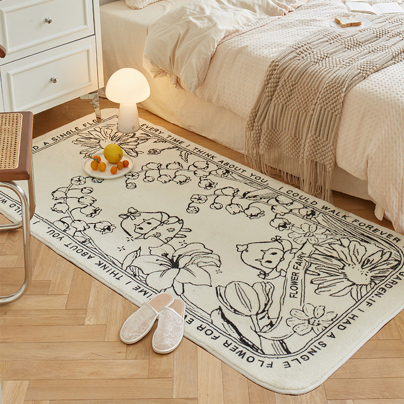 现代简约卧室床边毯公主房家用加厚地垫可机洗床前地毯可爱兔地垫,淘宝优惠券,粉丝福利购,淘宝优惠卷