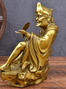 摆件酒柜纳济公吉祥济公店铺家居饰品办公室摆设工艺福铜平安铜像